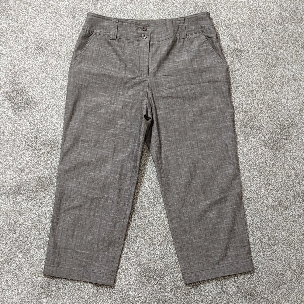Women's AGB; Brown, Casual Mid-Rise Zip Capris; Size 4